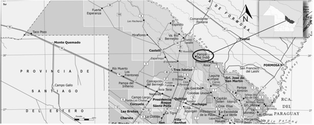 Ubicación de la localidad de Pampa del Indio, mapa político de la
provincia de Chaco
